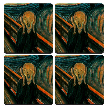 The Scream, ΣΕΤ 4 Σουβέρ ξύλινα τετράγωνα (9cm)