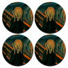 SET of 4 round wooden coasters (9cm)