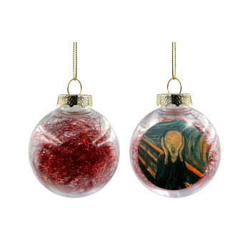 The Scream, Transparent Christmas tree ball ornament with red filling 8cm