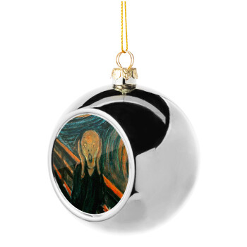 The Scream, Silver 8cm Christmas tree ball ornament