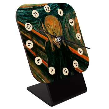 The Scream, Quartz Table clock in natural wood (10cm)