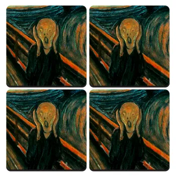 The Scream, ΣΕΤ 4 Σουβέρ ξύλινα τετράγωνα (9cm)