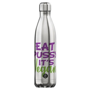 EAT pussy it's vegan, Inox (Stainless steel) hot metal mug, double wall, 750ml