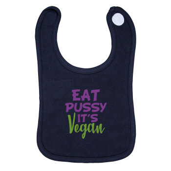 EAT pussy it's vegan, Σαλιάρα με Σκρατς 100% Organic Cotton Μπλε (0-18 months)