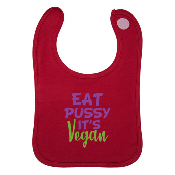 EAT pussy it's vegan, Σαλιάρα με Σκρατς Κόκκινη 100% Organic Cotton (0-18 months)