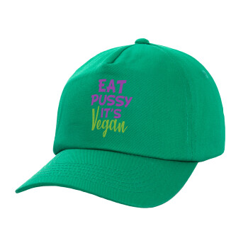 EAT pussy it's vegan, Καπέλο Baseball, 100% Βαμβακερό, Low profile, Πράσινο