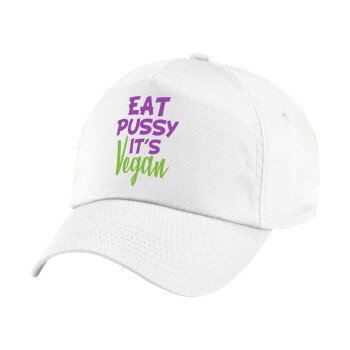 EAT pussy it's vegan, Καπέλο παιδικό Baseball, 100% Βαμβακερό Twill, Λευκό (ΒΑΜΒΑΚΕΡΟ, ΠΑΙΔΙΚΟ, UNISEX, ONE SIZE)