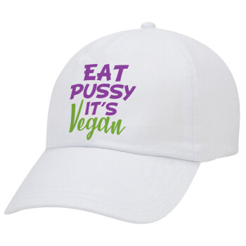 EAT pussy it's vegan, Καπέλο Ενηλίκων Baseball Λευκό 5-φύλλο (POLYESTER, ΕΝΗΛΙΚΩΝ, UNISEX, ONE SIZE)
