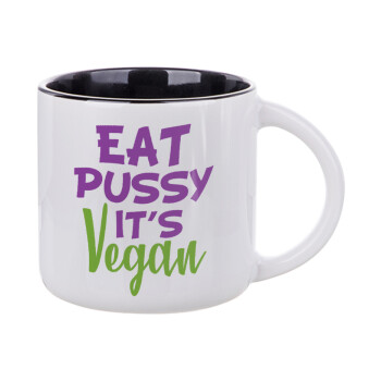 EAT pussy it's vegan, Κούπα κεραμική 400ml Λευκή/Μαύρη