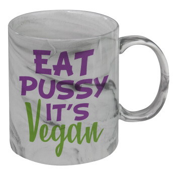 EAT pussy it's vegan, Mug ceramic marble style, 330ml