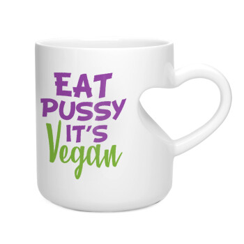EAT pussy it's vegan, Κούπα καρδιά λευκή, κεραμική, 330ml