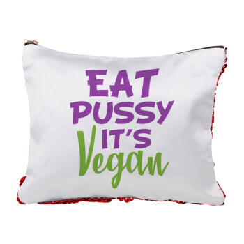 EAT pussy it's vegan, Τσαντάκι νεσεσέρ με πούλιες (Sequin) Κόκκινο