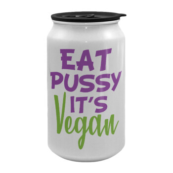 EAT pussy it's vegan, Κούπα ταξιδιού μεταλλική με καπάκι (tin-can) 500ml