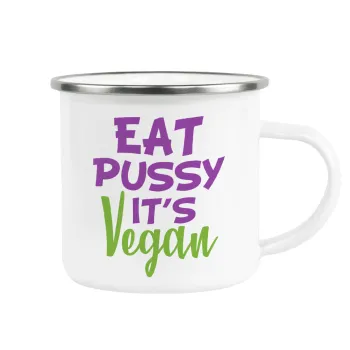 EAT pussy it's vegan, Κούπα Μεταλλική εμαγιέ λευκη 360ml