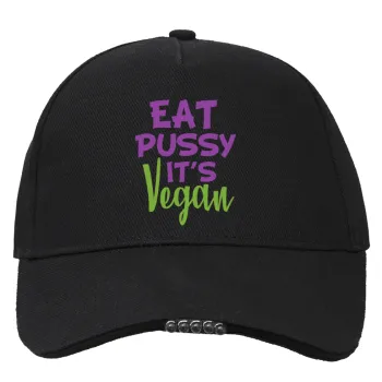 EAT pussy it's vegan, Work & Activity LED Light Cap – Perfect for Night & Low Light Conditions (100% COTTON, ADULT, UNISEX)