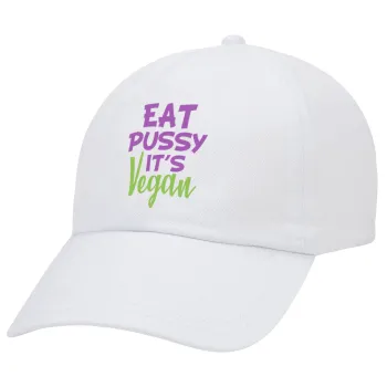 EAT pussy it's vegan, Καπέλο Ενηλίκων Baseball Λευκό 5-φύλλο (POLYESTER, ΕΝΗΛΙΚΩΝ, UNISEX, ONE SIZE)