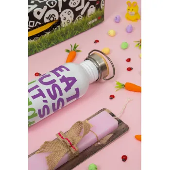 EAT pussy it's vegan, Πασχαλινή Λαμπάδα με παγούρι μεταλλικό (620ml, stainless steel) & κερί αρωματικό πλακέ (30cm) (ΡΟΖ)