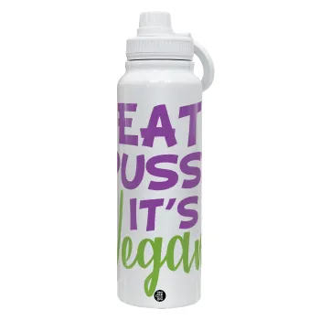 EAT pussy it's vegan, Θερμός 1L Ανοξείδωτο με Βάση Κινητού & Διπλά Τοιχώματα