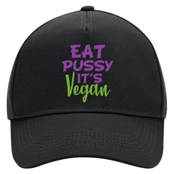 EAT pussy it's vegan, Adult Ultimate Hat BLACK, (100% COTTON DRILL, ADULT, UNISEX, ONE SIZE)