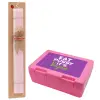 Easter Set, children's snack container PINK & scented flat Easter candle (30cm) (PINK)