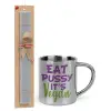 Easter Set, metallic thermal cup (300ml) & Easter aromatic flat candle (30cm) (GRAY)