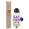Easter Set, metallic aluminum water bottle (500ml) & aromatic flat Easter candle (30cm) (GRAY)