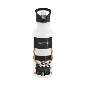 Director, White water bottle with straw, stainless steel 600ml
