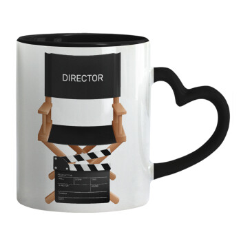 Director, Mug heart black handle, ceramic, 330ml