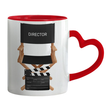 Director, Mug heart red handle, ceramic, 330ml