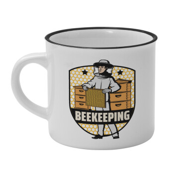 Beekeeping / Μελισσοκόμος, Κούπα κεραμική vintage Λευκή/Μαύρη 230ml