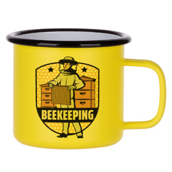 Beekeeping / Μελισσοκόμος, Κούπα Μεταλλική εμαγιέ ΜΑΤ Κίτρινη 360ml