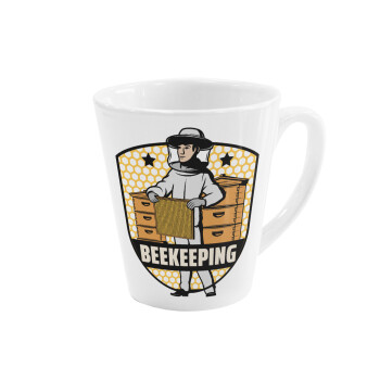 Beekeeping / Μελισσοκόμος, Κούπα κωνική Latte Λευκή, κεραμική, 300ml