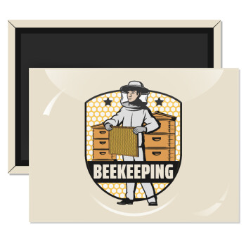 Beekeeping / Μελισσοκόμος, Ορθογώνιο μαγνητάκι ψυγείου διάστασης 9x6cm