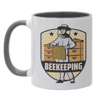 Beekeeping, Mug colored grey, ceramic, 330ml