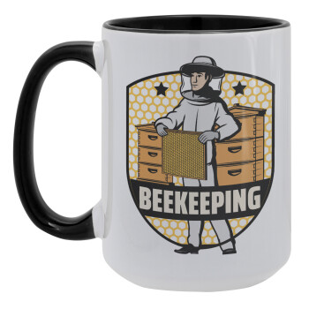 Beekeeping / Μελισσοκόμος, Κούπα Mega 15oz, κεραμική Μαύρη, 450ml