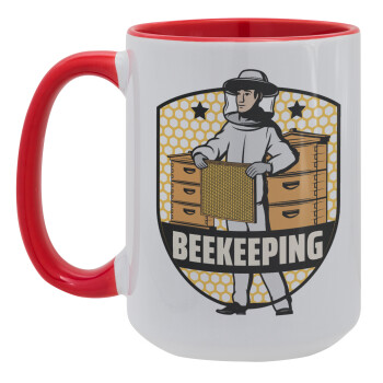 Beekeeping / Μελισσοκόμος, Κούπα Mega 15oz, κεραμική Κόκκινη, 450ml