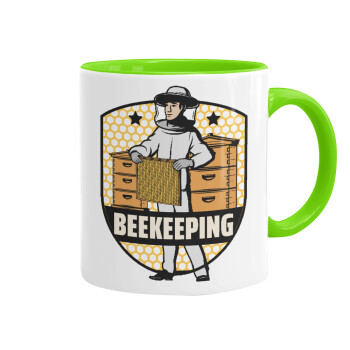 Beekeeping, Mug colored light green, ceramic, 330ml