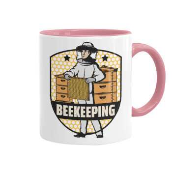 Beekeeping / Μελισσοκόμος, Κούπα χρωματιστή ροζ, κεραμική, 330ml
