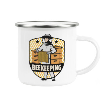 Beekeeping / Μελισσοκόμος, Κούπα Μεταλλική εμαγιέ λευκη 360ml