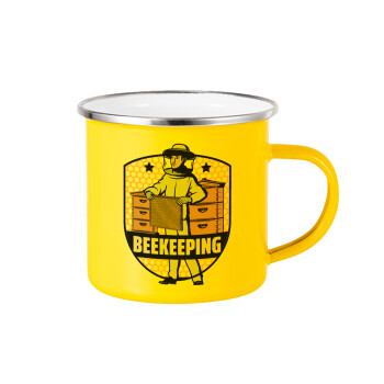 Beekeeping / Μελισσοκόμος, Κούπα Μεταλλική εμαγιέ Κίτρινη 360ml