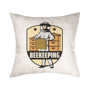 Beekeeping / Μελισσοκόμος, Μαξιλάρι καναπέ Δερματίνη Γκρι 40x40cm με γέμισμα