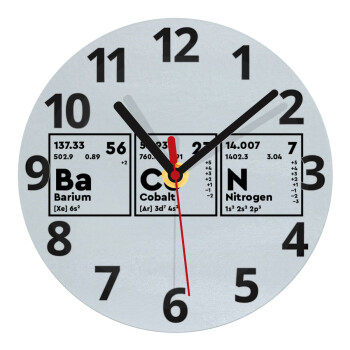 Χημικά στοιχεία το όνομα σου, Ρολόι τοίχου γυάλινο (20cm)