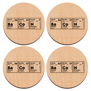 Χημικά στοιχεία το όνομα σου, ΣΕΤ x4 Σουβέρ ξύλινα στρογγυλά plywood (9cm)