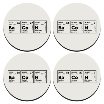 Chemical table your text, SET of 4 round wooden coasters (9cm)