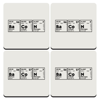 Chemical table your text, ΣΕΤ 4 Σουβέρ ξύλινα τετράγωνα (9cm)