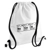 Χημικά στοιχεία το όνομα σου, Τσάντα πλάτης πουγκί GYMBAG λευκή, με τσέπη (40x48cm) & χονδρά κορδόνια