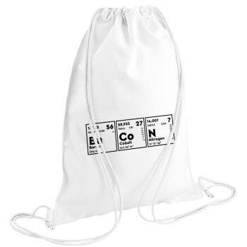 Χημικά στοιχεία το όνομα σου, Τσάντα πλάτης πουγκί GYMBAG λευκή (28x40cm)