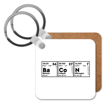 Chemical table your text, Μπρελόκ Ξύλινο τετράγωνο MDF