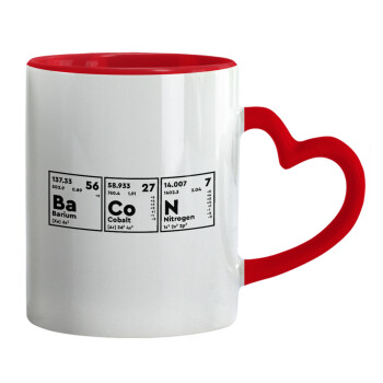 Chemical table your text, Mug heart red handle, ceramic, 330ml