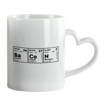 Chemical table your text, Mug heart handle, ceramic, 330ml